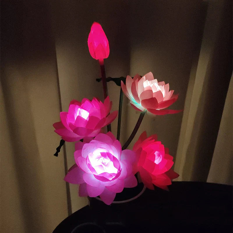 Solar-Powered Lotus Flower Lamp – Decorative Garden Light for Outdoor Use