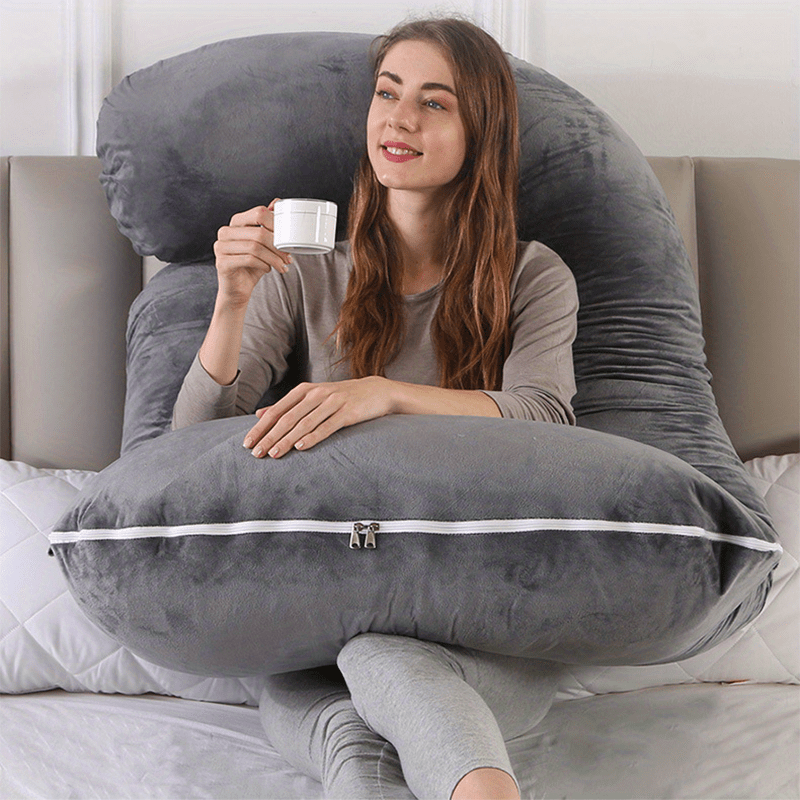 J-Shaped Pregnancy Pillow – Support for Expecting Mothers, Ideal for Comfortable Sleep and Relief for Back, Hips, and Legs