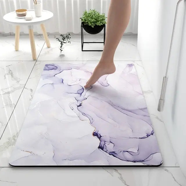 Soft Non-Slip Bath Mat – Luxurious Rug for Bathroom with Marble Look