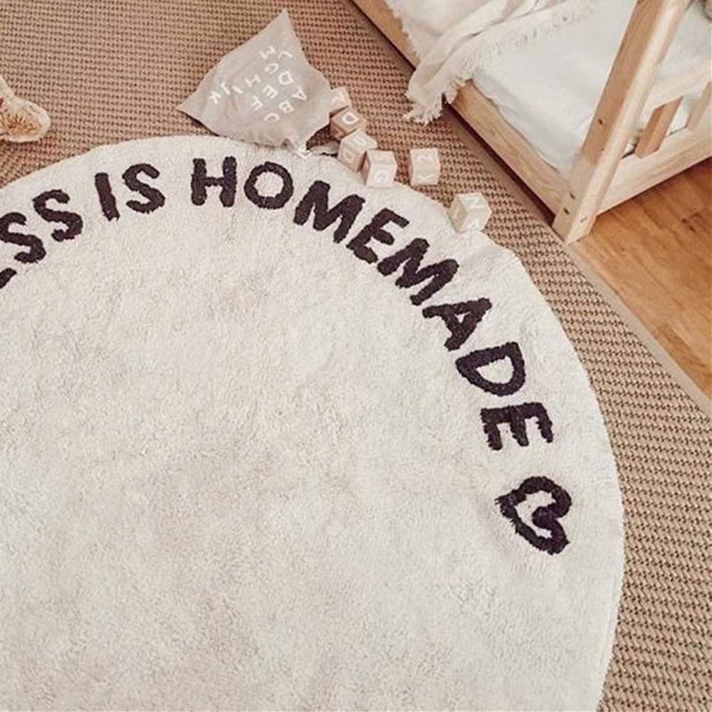 White Round Rug – Stylish Rug for Children's Room & Living Room, Ideal for Modern Design