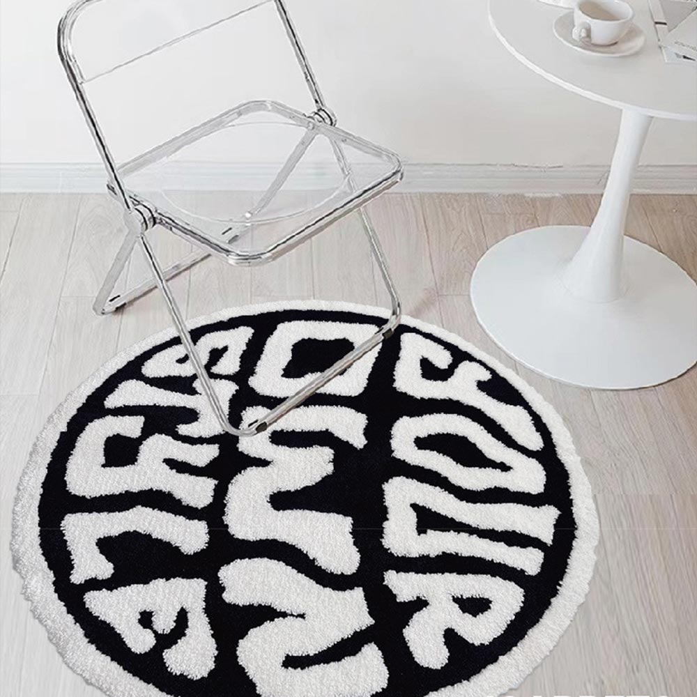 Round Rug with Inspirational Quote – Stylish Design Rug for Modern Living Room & Bedroom