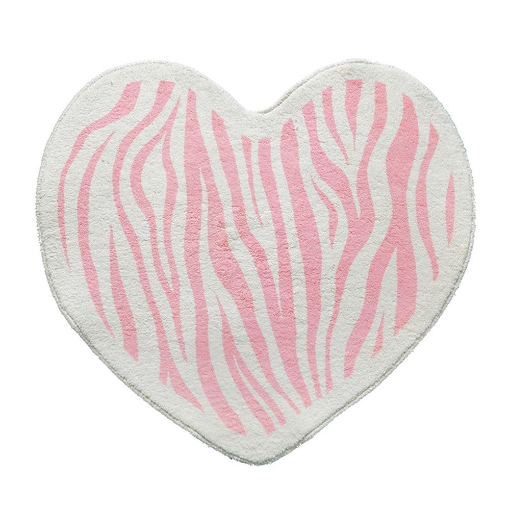 Round Rug with Pink Heart Design – Cute Rug for Kids' Room and Bathroom, Non-Slip and Soft