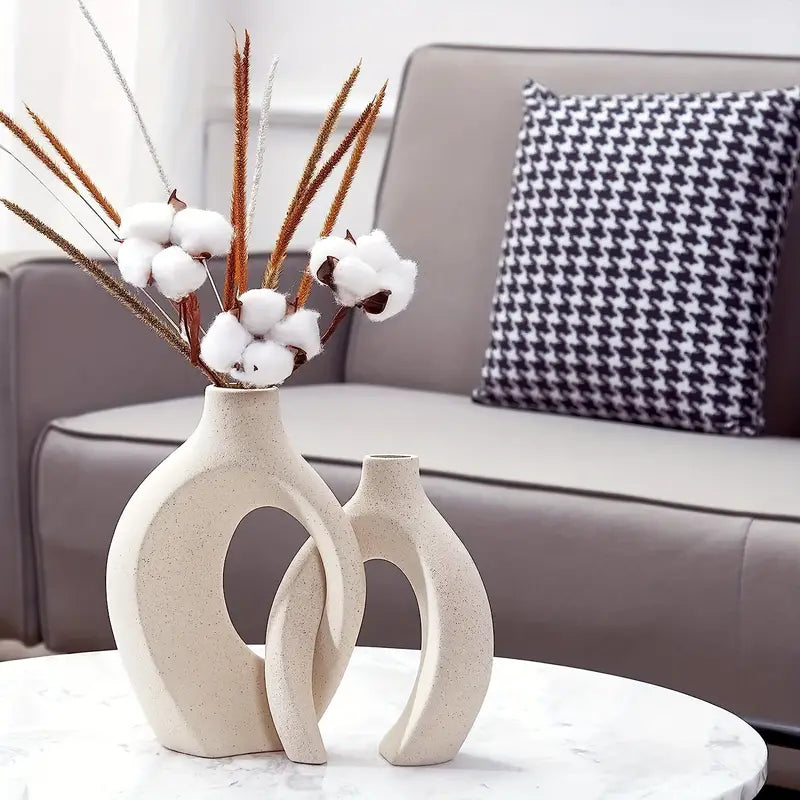 Stylish Vase in Scandinavian Design, Decorative Ceramic Vase for Minimalist Interior