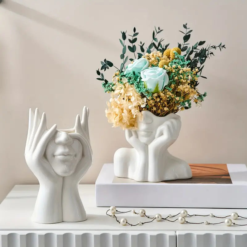 Unique and Modern Ceramic Vase, Decorative Flower Vase for Living Room and Office