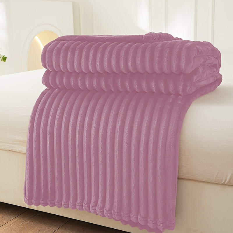 Soft Fleece Blanket with Ribbed Structure – Fluffy, Warm Blanket for Cozy Hours on Sofa & Bed