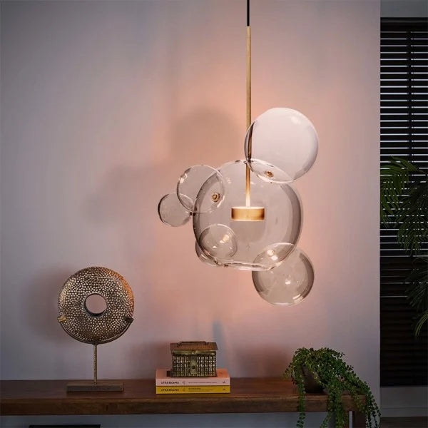 Spherical Pendant Light – Modern Glass Hanging Lamp for Living and Dining Rooms