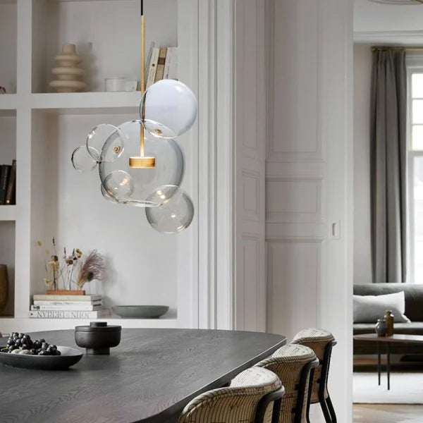 Spherical Pendant Light – Modern Glass Hanging Lamp for Living and Dining Rooms