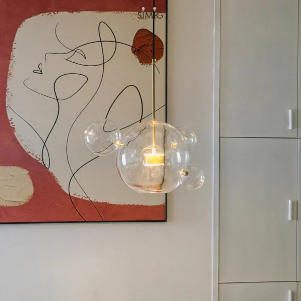 Spherical Pendant Light – Modern Glass Hanging Lamp for Living and Dining Rooms