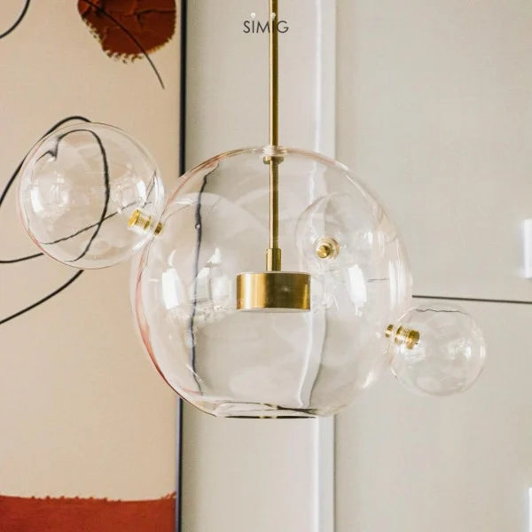 Spherical Pendant Light – Modern Glass Hanging Lamp for Living and Dining Rooms