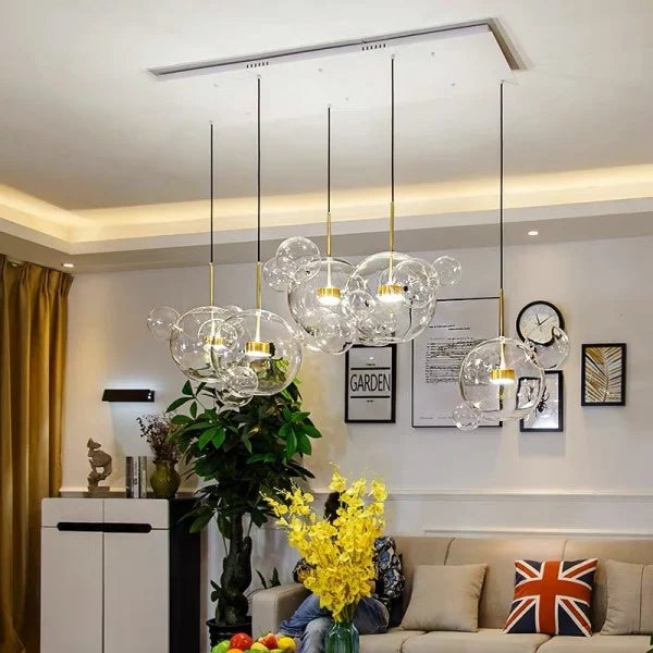 Spherical Pendant Light – Modern Glass Hanging Lamp for Living and Dining Rooms