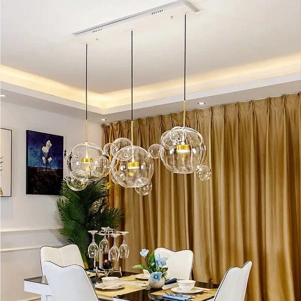 Spherical Pendant Light – Modern Glass Hanging Lamp for Living and Dining Rooms