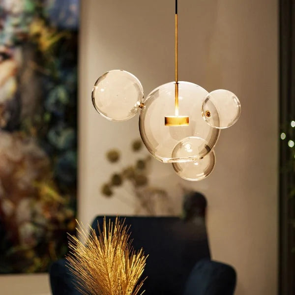 Spherical Pendant Light – Modern Glass Hanging Lamp for Living and Dining Rooms