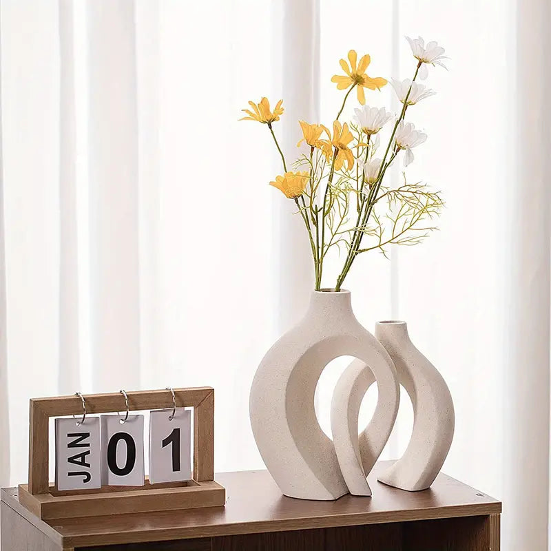 Stylish Vase in Scandinavian Design, Decorative Ceramic Vase for Minimalist Interior