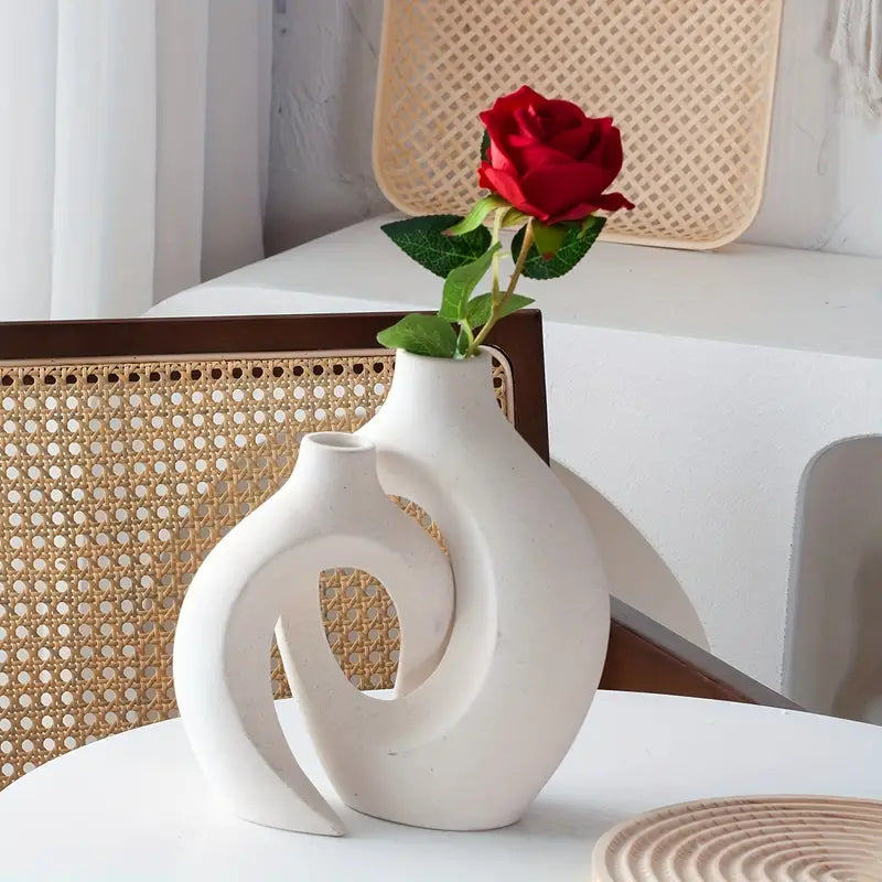 Stylish Vase in Scandinavian Design, Decorative Ceramic Vase for Minimalist Interior