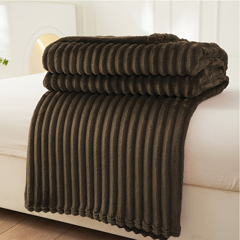 Soft Fleece Blanket with Ribbed Structure – Fluffy, Warm Blanket for Cozy Hours on Sofa & Bed