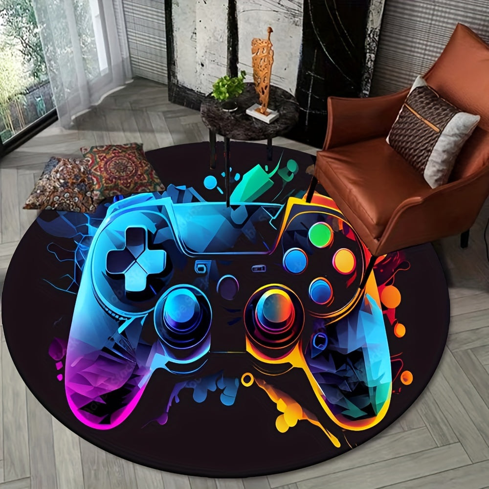 Round Rug in Gamepad Design – Perfect for Gaming Rooms & Youth Room Decor