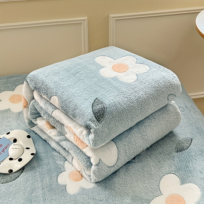 Soft Spring Blanket with Floral Pattern – Fluffy Plush Blanket for Cozy Hours at Home