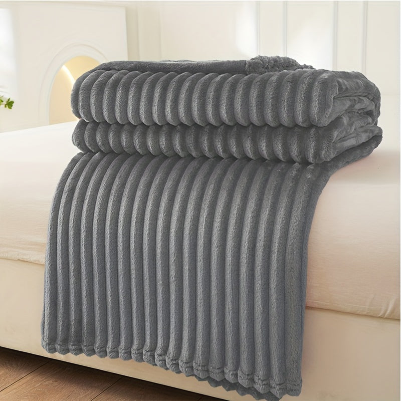 Soft Fleece Blanket with Ribbed Structure – Fluffy, Warm Blanket for Cozy Hours on Sofa & Bed