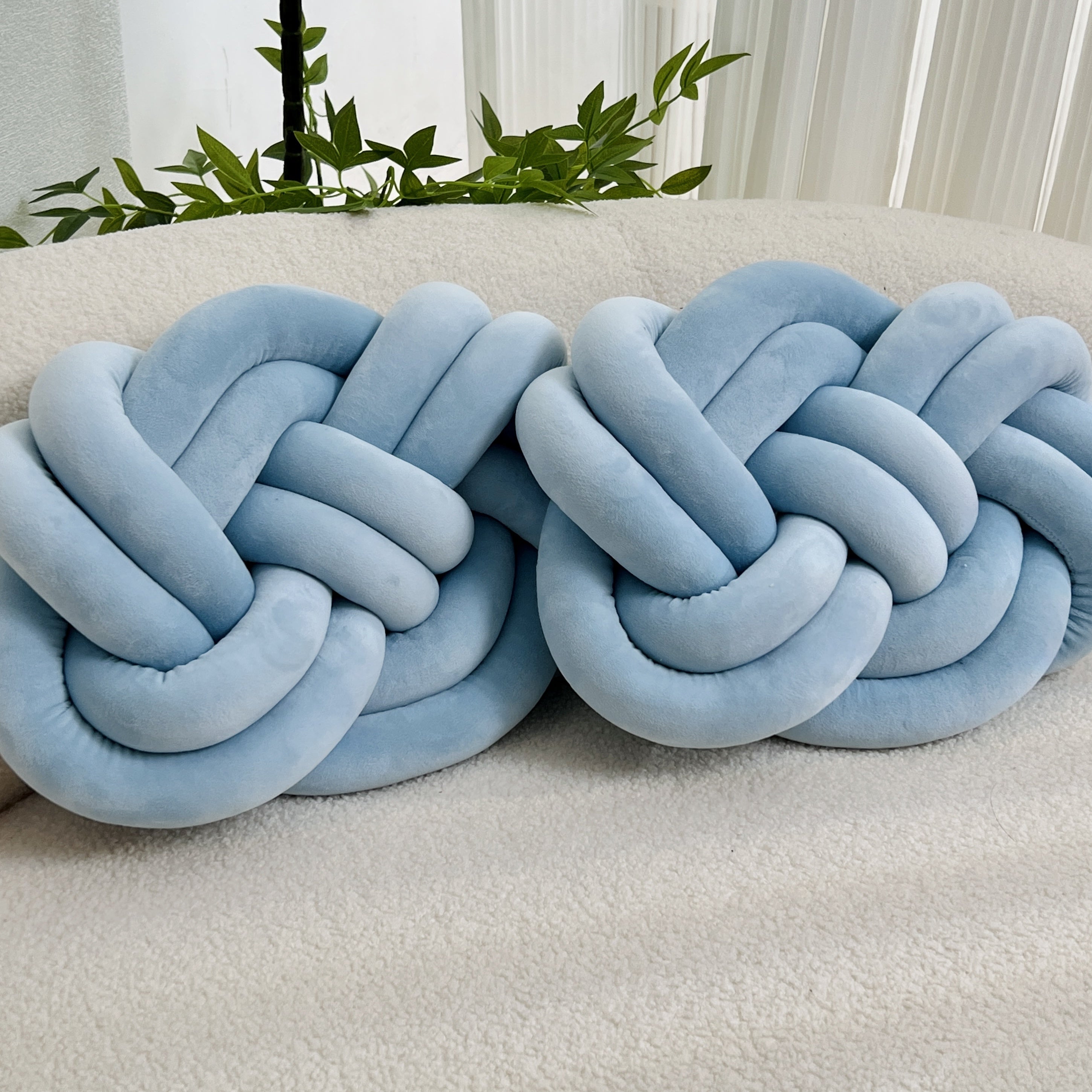 Set of 2 Decorative Plush Cushions – Soft Knot Cushions for Living Room, Sofa, or Bed, Stylish Home Accessories for Coziness and Comfort