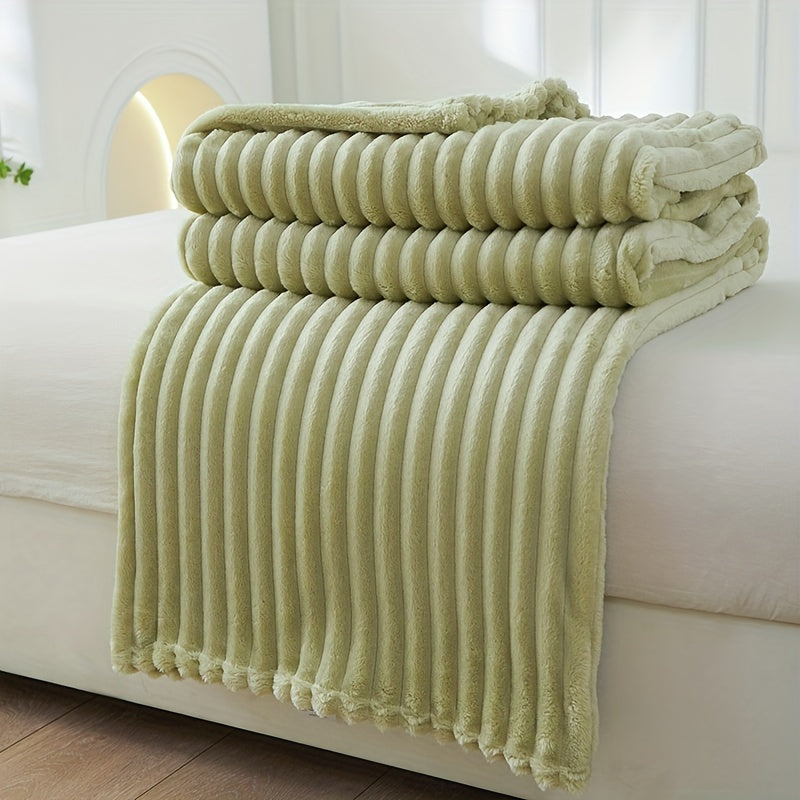 Soft Fleece Blanket with Ribbed Structure – Fluffy, Warm Blanket for Cozy Hours on Sofa & Bed