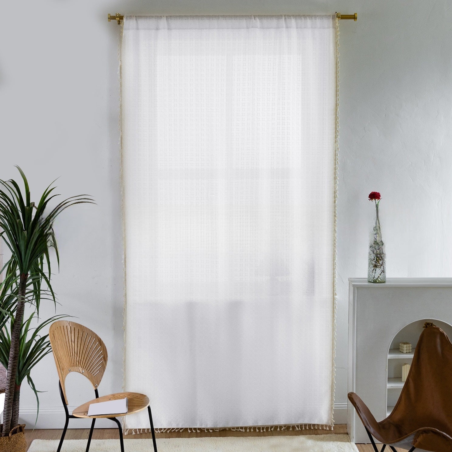 Jacquard Curtains with Fringes, Light and Elegant for Living Room