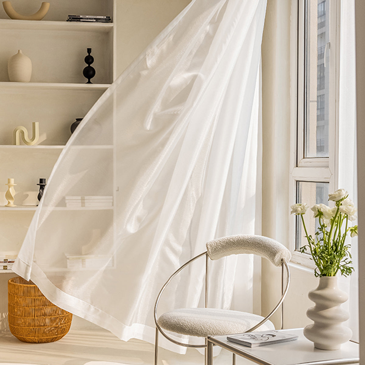 Transparent Linen Curtains, Light and Modern for Living Room