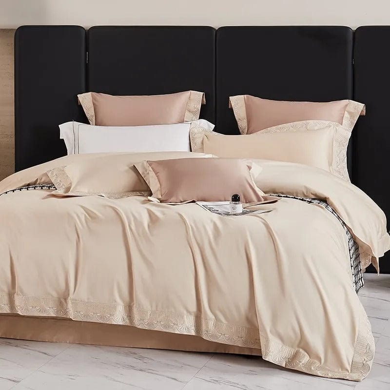 Elegant Bedding Set Made of Egyptian Cotton in Fresh Peach Design for Luxurious Sleep Comfort