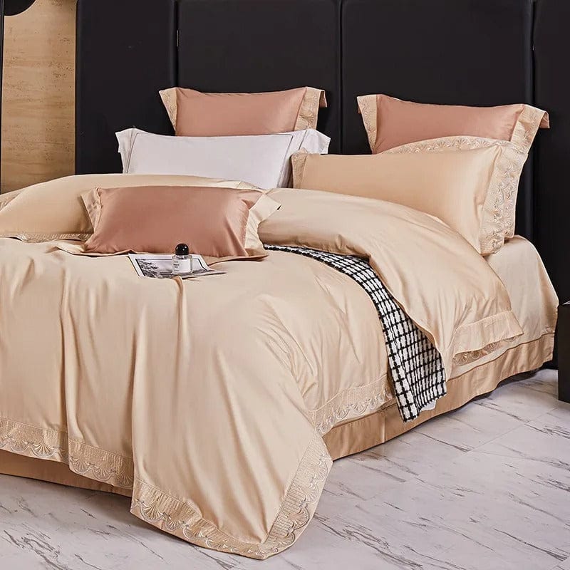 Elegant Bedding Set Made of Egyptian Cotton in Fresh Peach Design for Luxurious Sleep Comfort