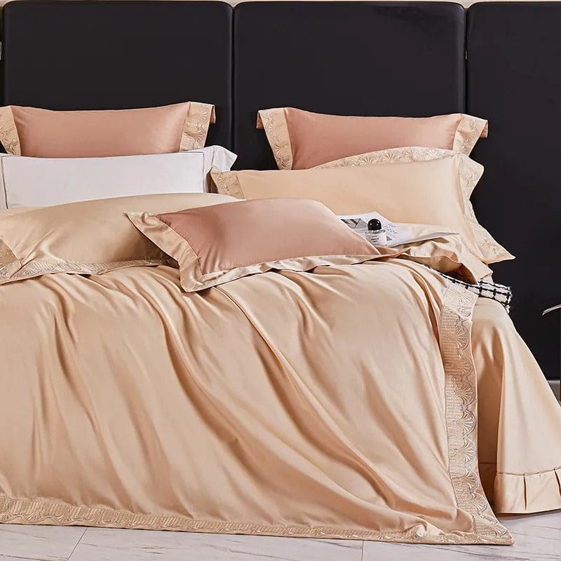 Elegant Bedding Set Made of Egyptian Cotton in Fresh Peach Design for Luxurious Sleep Comfort