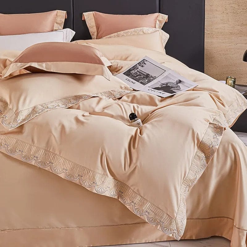 Elegant Bedding Set Made of Egyptian Cotton in Fresh Peach Design for Luxurious Sleep Comfort