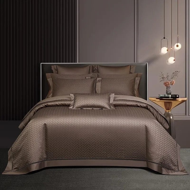 Luxurious Bed Linen Set Made from Egyptian Cotton in Brown – Elegant Design for Ultimate Sleep Comfort