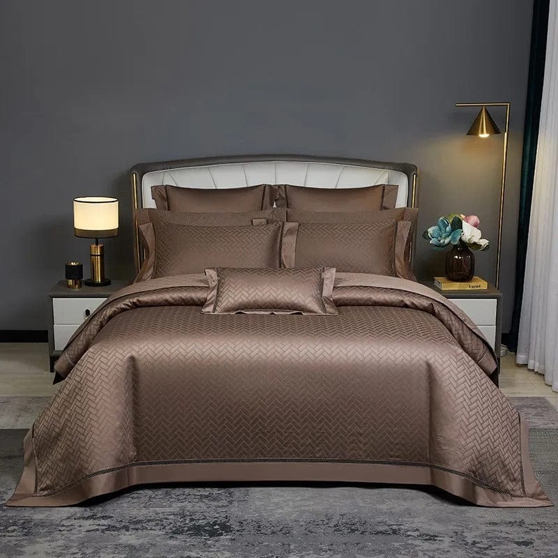 Luxurious Bed Linen Set Made from Egyptian Cotton in Brown – Elegant Design for Ultimate Sleep Comfort