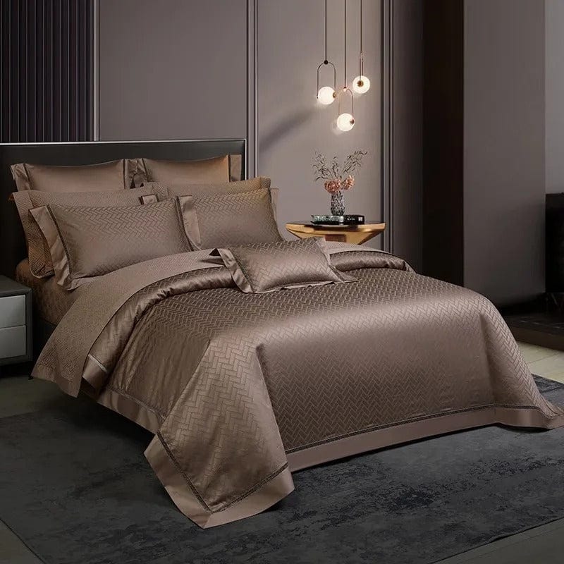 Luxurious Bed Linen Set Made from Egyptian Cotton in Brown – Elegant Design for Ultimate Sleep Comfort