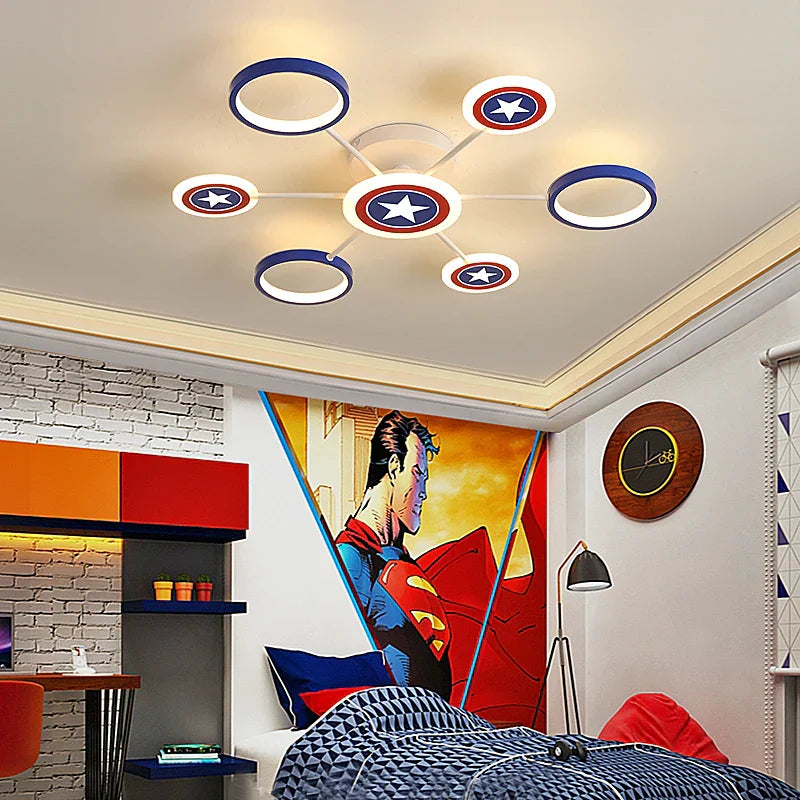 Children's Room LED Ceiling Light with Star Motif – Modern Design for Boys' Rooms, Dimmable