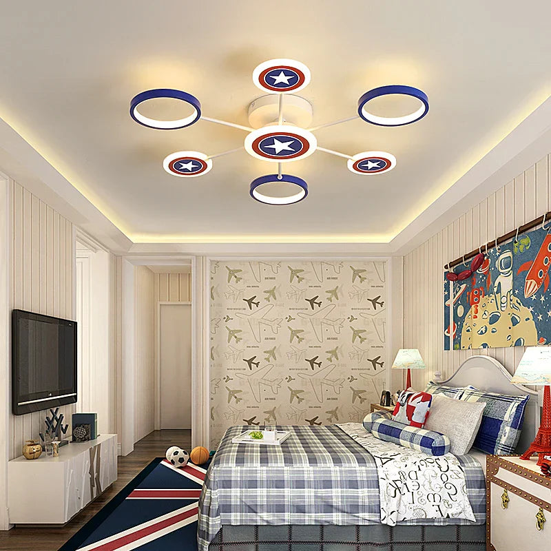 Children's Room LED Ceiling Light with Star Motif – Modern Design for Boys' Rooms, Dimmable