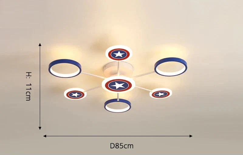 Children's Room LED Ceiling Light with Star Motif – Modern Design for Boys' Rooms, Dimmable