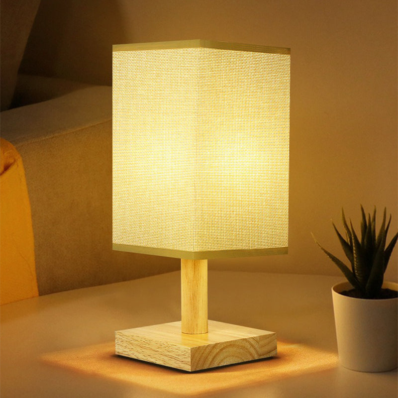 USB Table Lamp with Fabric Shade – Modern LED Nightstand Lamp for Bedroom & Office