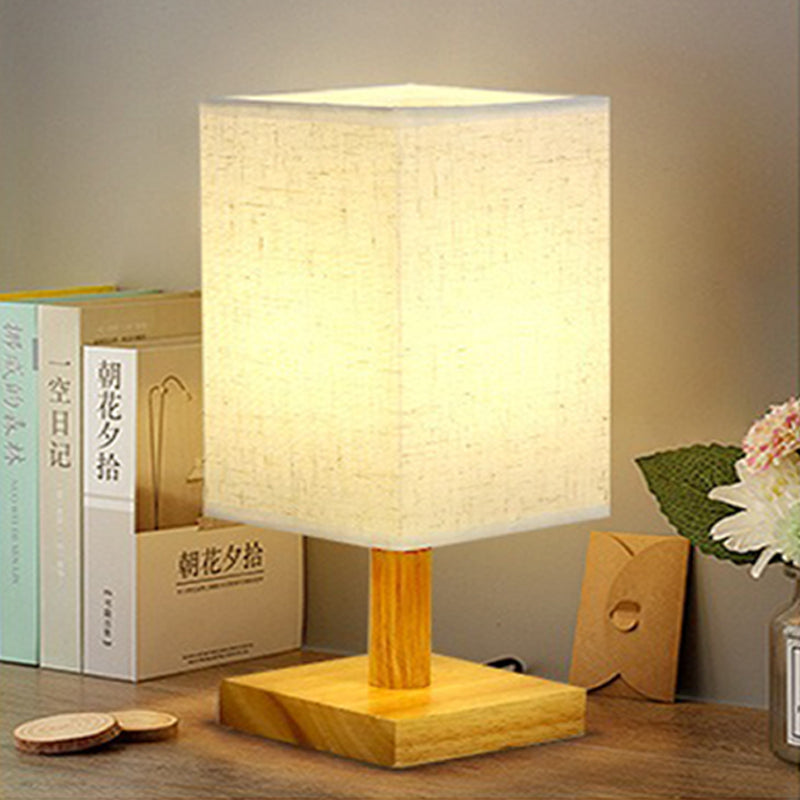 USB Table Lamp with Fabric Shade – Modern LED Nightstand Lamp for Bedroom & Office