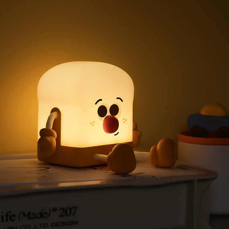 Rechargeable LED Toast Lamp – Cute Night Light for Kids' Rooms & Bedrooms