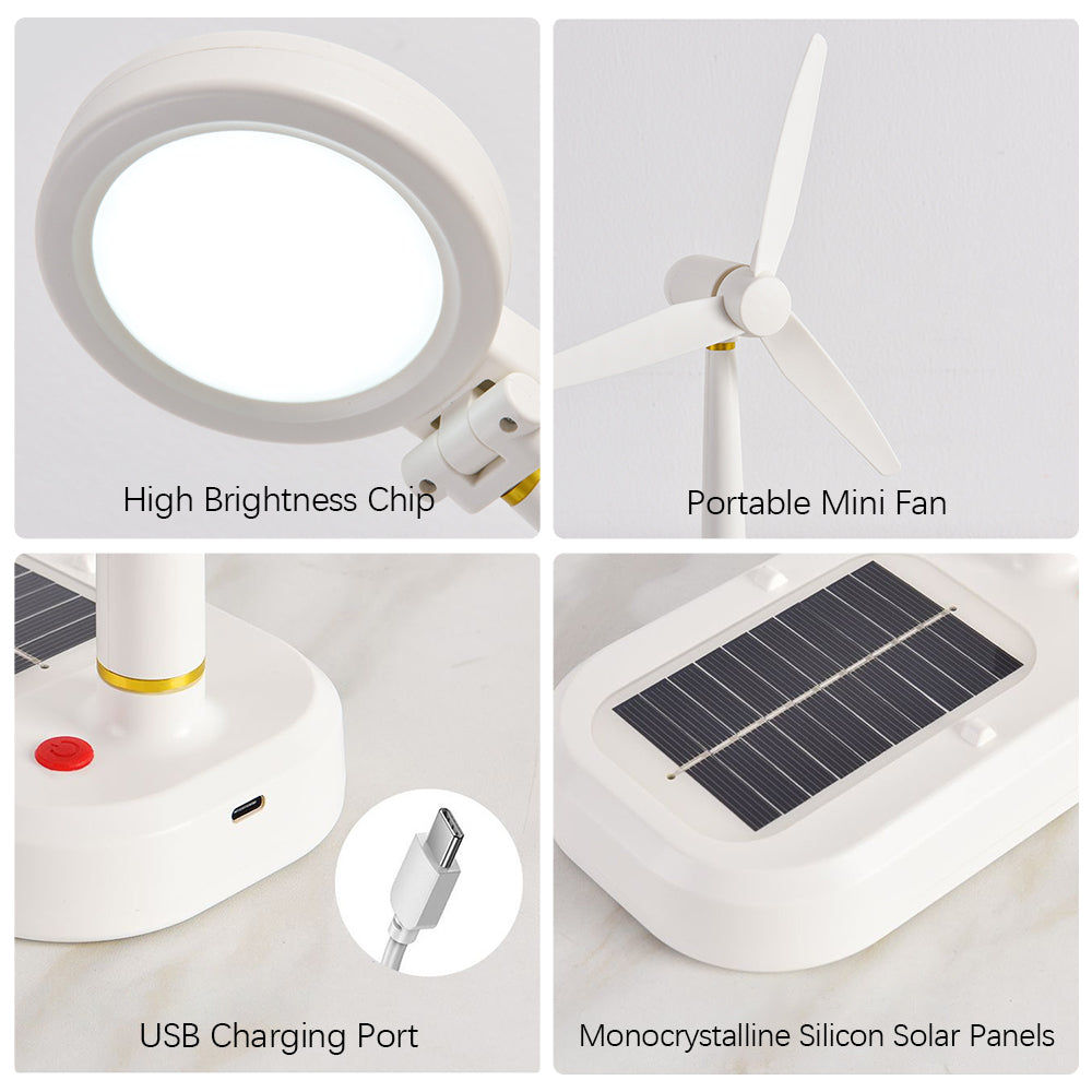 Solar-Powered Table Lamp with Fan – Multifunctional Design for Home