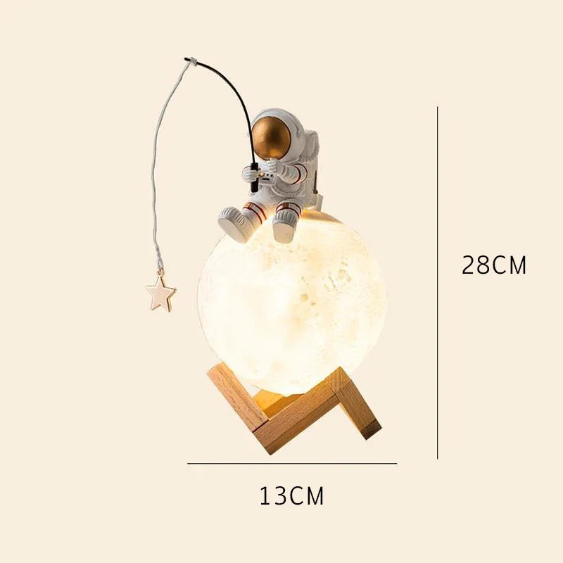 3D Astronaut Moon Lamp with LED Night Light, Dimmable Touch Control and Decoration for Children's Room