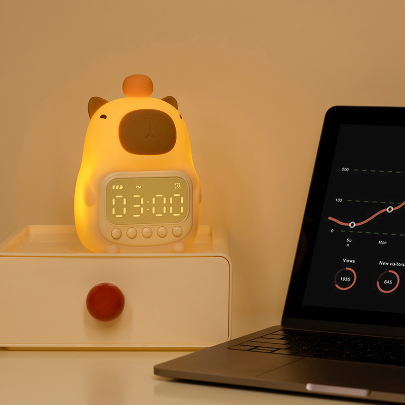 Cute Capybara Night Light LED – Children's Alarm Clock & Night Lamp for Bedroom