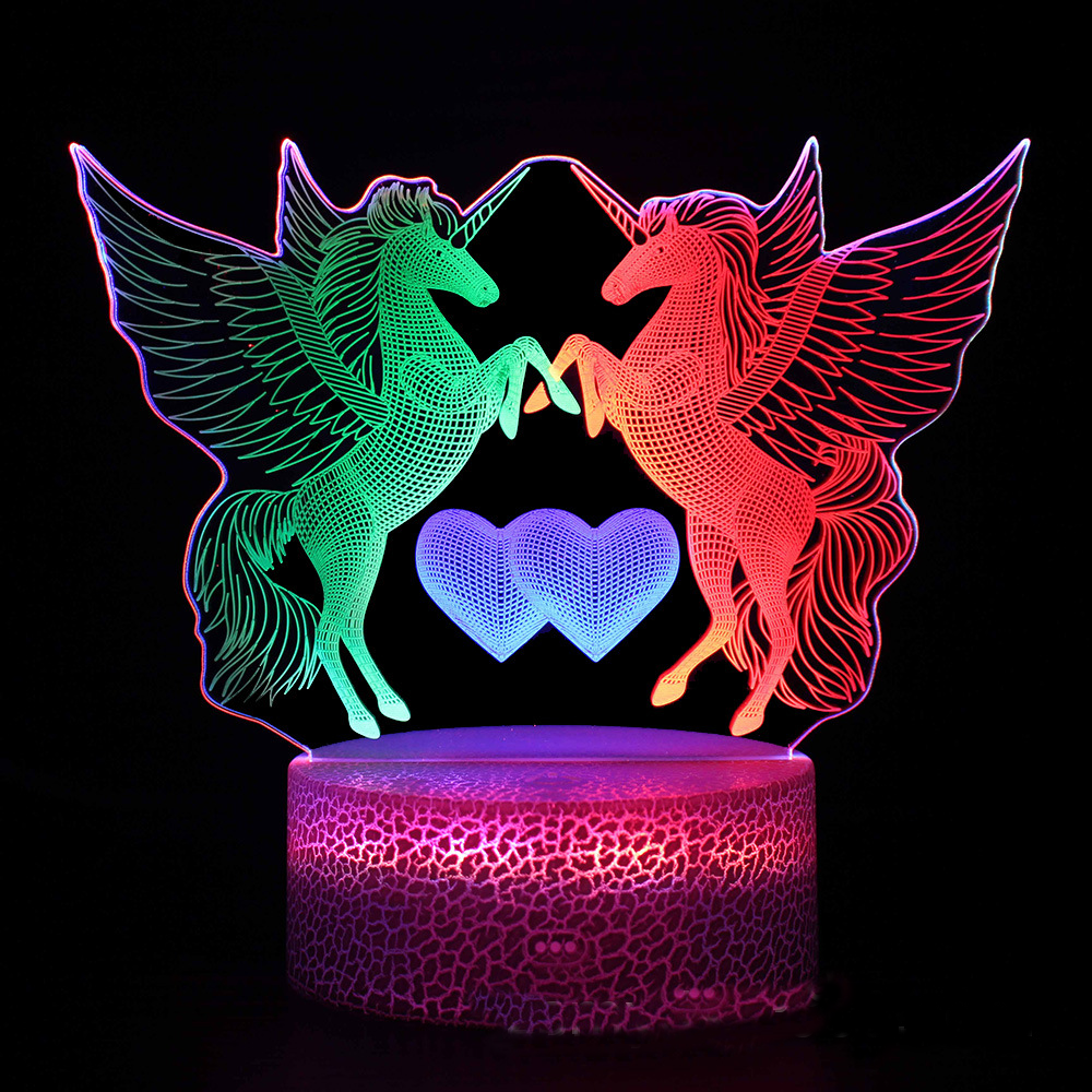 3D LED Unicorn Night Light – Colour Changing Decorative Lamp for Children's Room & Living Area