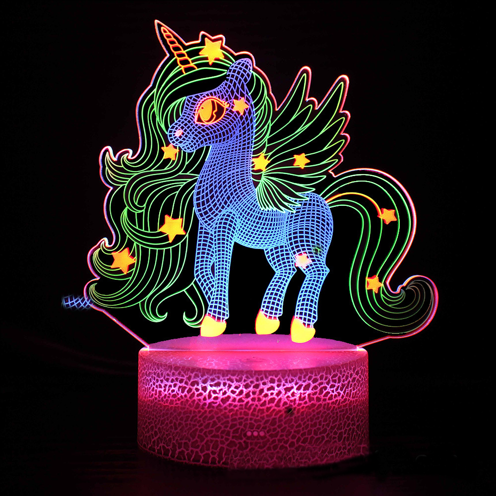 3D LED Unicorn Night Light – Colour Changing Decorative Lamp for Children's Room & Living Area