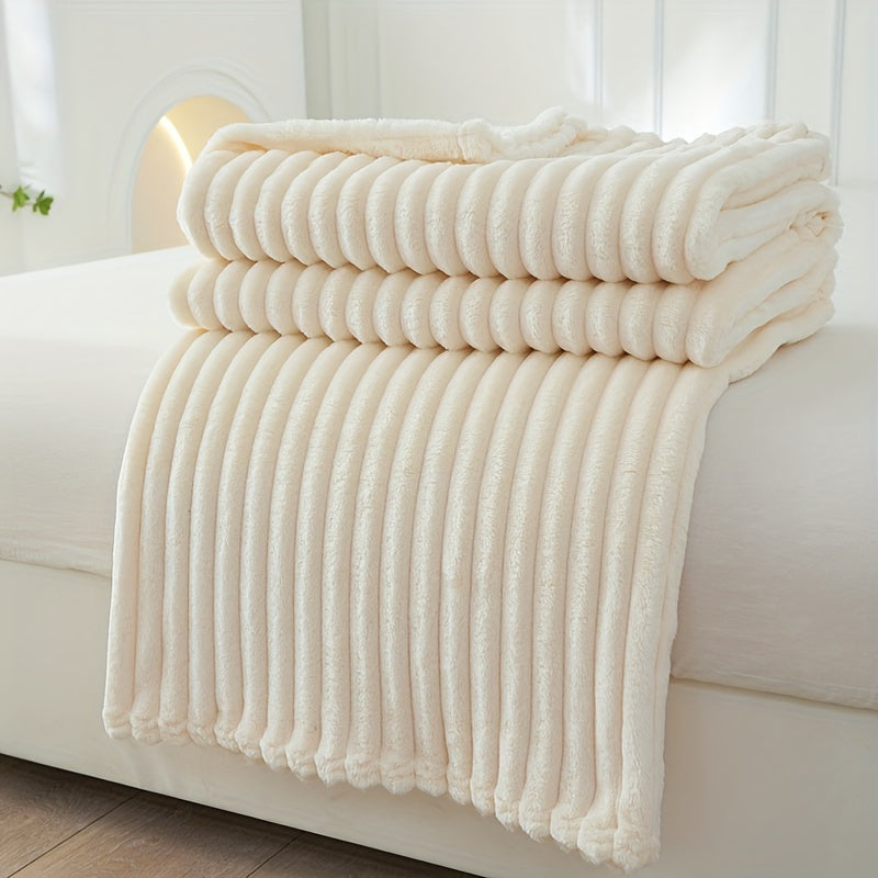 Soft Fleece Blanket with Ribbed Structure – Fluffy, Warm Blanket for Cozy Hours on Sofa & Bed