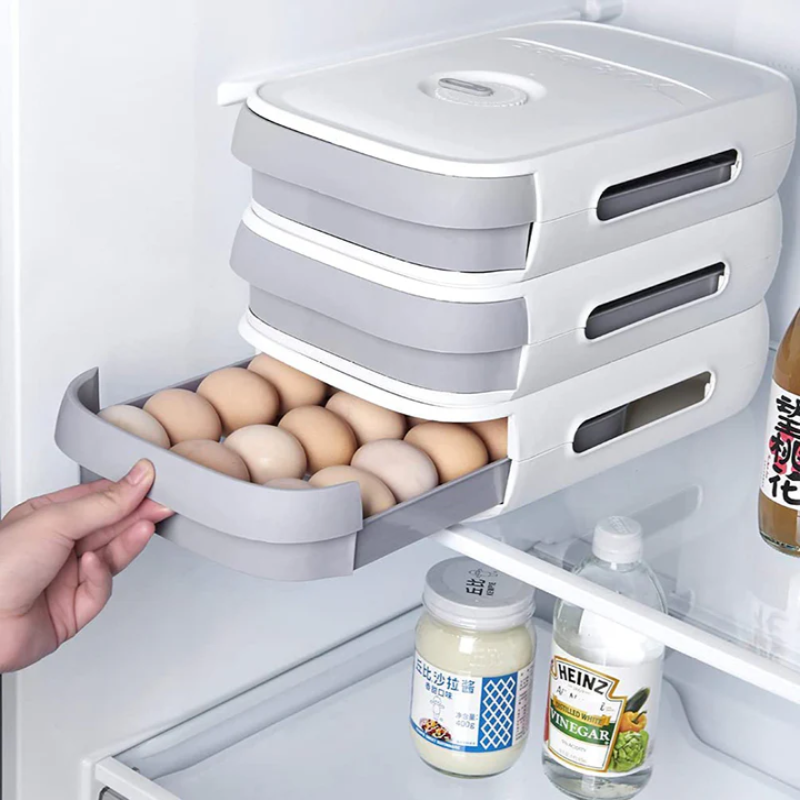 Stackable Egg Storage Box – Space-Saving Egg Dispenser for Refrigerator