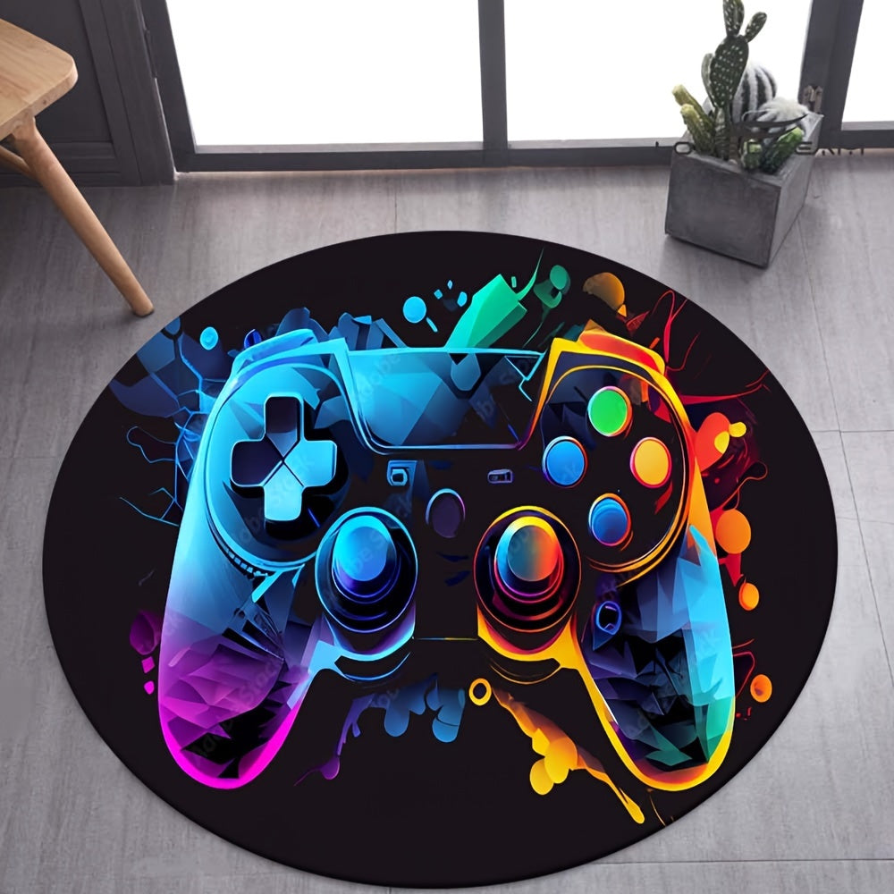 Round Rug in Gamepad Design – Perfect for Gaming Rooms & Youth Room Decor