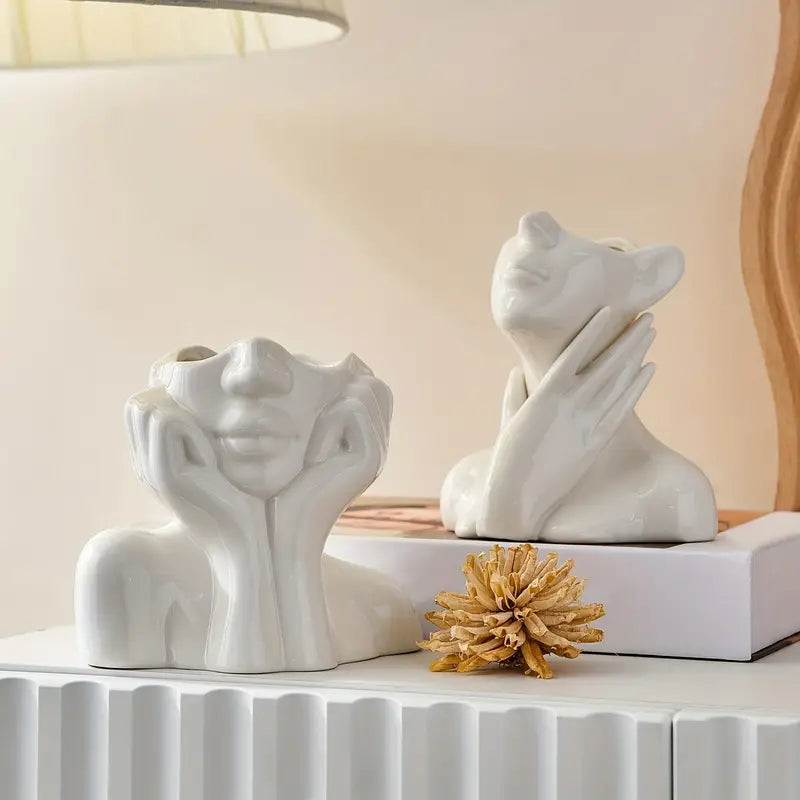 Unique and Modern Ceramic Vase, Decorative Flower Vase for Living Room and Office