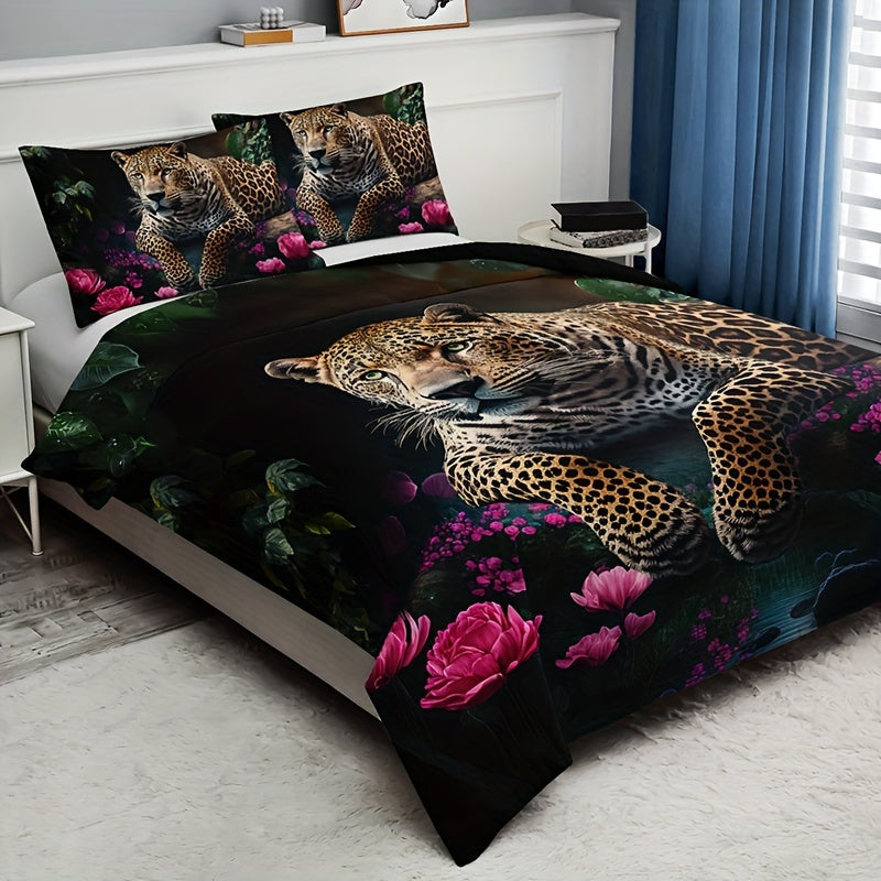 Luxurious Bedding with Leopard Print – Dark, Elegant Design for Exotic Bedroom Ambiance