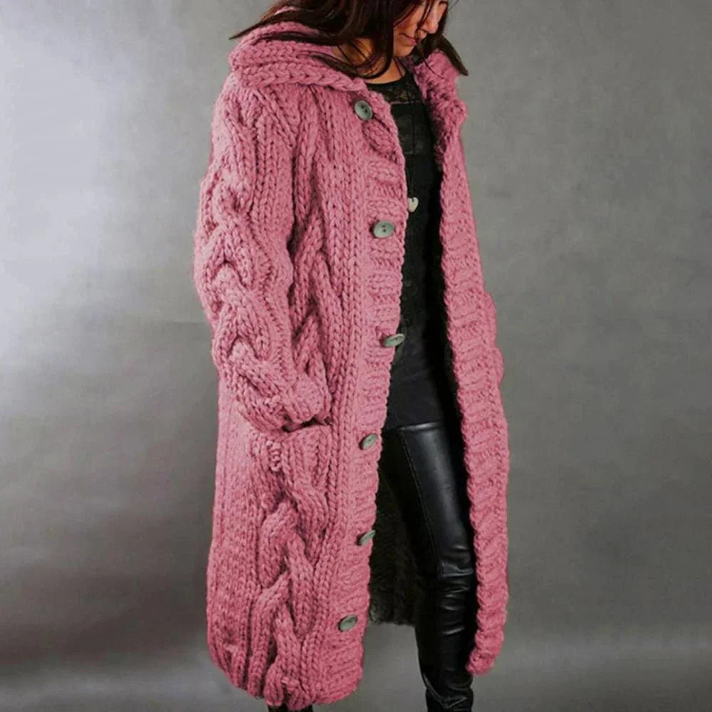 Women's Long Hooded Cardigan | Knitted